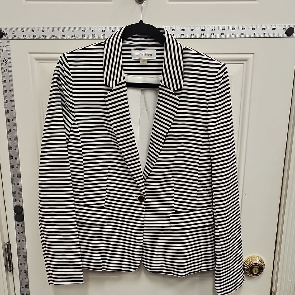 Striped, Blazer, Work, Casual, Classic, Basic, Lightweight, Cute, Mom, Office